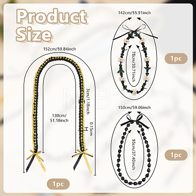2Pcs Graduation Acrylic & Resin Heart & Natural Cowrie Shell Beaded Tie Knot Necklaces with 1Pc Polyester Braided Ribbon AJEW-OC0016-15-1