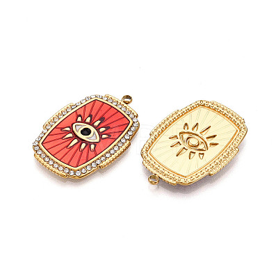 Ion Plating(IP) 304 Stainless Steel Evil Eye Enamel Pendants STAS-N107-04A-G-1