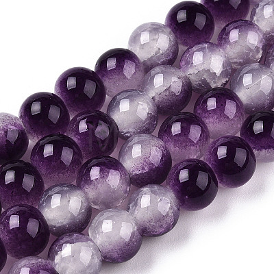 Crackle Baking Painted Imitation Jade Glass Beads Strands DGLA-T003-6mm-13-1