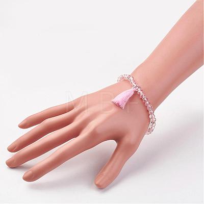 Glass Beads Stretch Charm Bracelets BJEW-JB03089-1