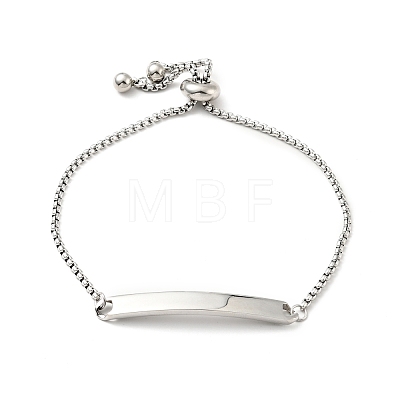 304 Stainless Steel Rectangle Link Slider Bracelet with Box Chains for Women BJEW-G645-01C-P-1