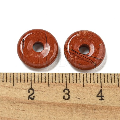 Natural Red Jasper Donut/Pi Disc Charms G-G142-01R-1