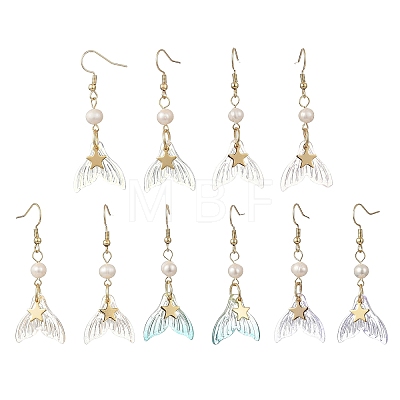 Glass Dangle Earrings EJEW-JE07309-1