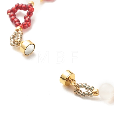 Glass Seed & Natural Agate Beaded Bracelet with Brass Magnetic Clasp BJEW-JB07803-01-1