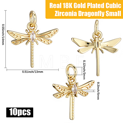 10Pcs Brass Micro Pave Clear Cubic Zirconia Pendants KK-BBC0021-84-1