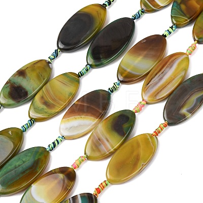 Natural Banded Agate Beads Strands G-F825-A01-01B-1