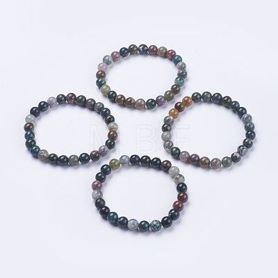 Natural Indian Agate Beaded Stretch Bracelets BJEW-I253-8mm-11-1