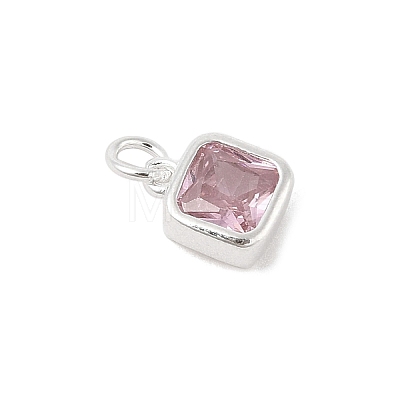 925 Sterling Silver Pave Cubic Zirconia Square Charms with Jump Rings and 925 Stamp STER-D288-05S-02-1