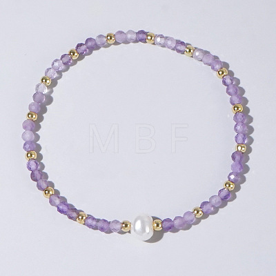 Natural Amethyst Beaded Stretch Bracelets for Women BG9690-7-1