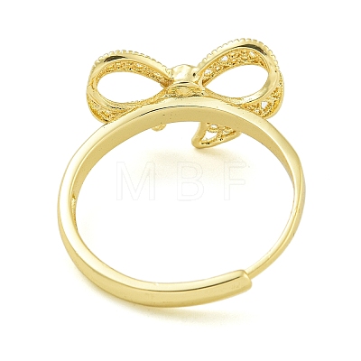 Bowknot Brass Adjustable Rings for Women RJEW-M016-09G-1