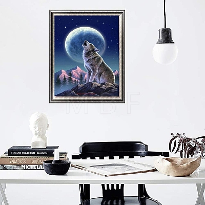 Moon Night Howling Wolf on the Peak Diamond Painting Kits for Adults PW-WG91085-01-1