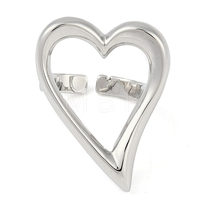 Hollow Heart Brass Open Cuff Ring RJEW-Q819-29P-1