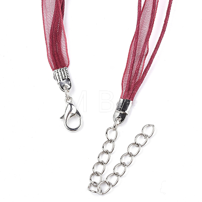 Waxed Cord and Organza Ribbon Necklace Making NCOR-T002-163-1