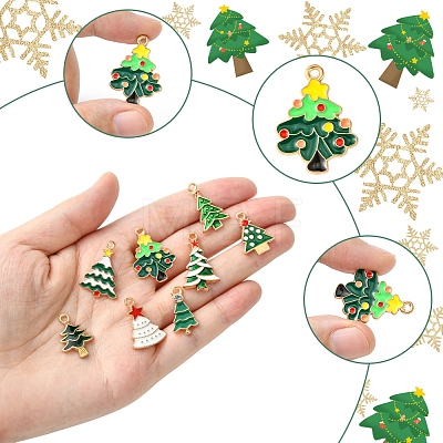 20Pcs 10 Styles Christmas Alloy Enamel Pendants FIND-FS0002-64-1