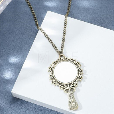 Tibetan Style Zinc Alloy Glass Mirror Pendant Necklaces for Women FS-WGE2CBD-01-1