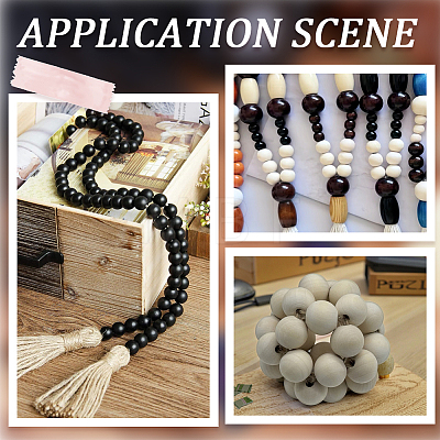 200Pcs 4 Colors Spray Painted Round Natural Schima Wood Beads WOOD-PA0001-73D-1