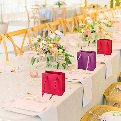 8Pcs 4 Colors Square Paper Gift Bags with Handles CARB-TA0001-18B-1