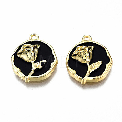 Rack Plating Alloy Enamel Pendants ENAM-N060-18-02LG-1