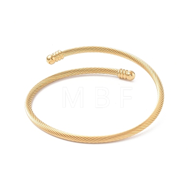 Vacuum Plating 304 Stainless Steel Open Cuff Bangle with Oval Beaded BJEW-C031-01G-1