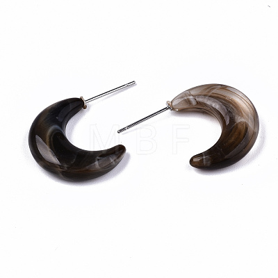 Transparent Resin Half Hoop Earrings EJEW-T012-02-B04-1
