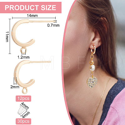 12Pcs Brass Stud Earrings Findings KK-BC0010-70-1