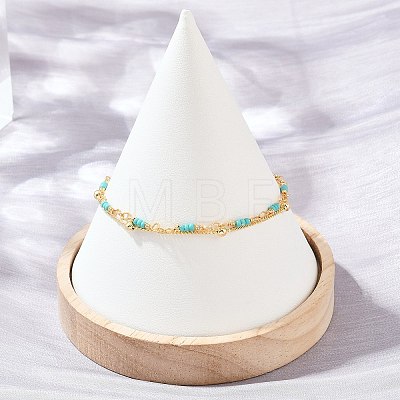 Synthetic Turquoise Multi-strand Bracelets KK-H299-04G-1