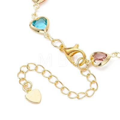 Brass Glass Link Chain Bracelets for Women BJEW-JB13563-1