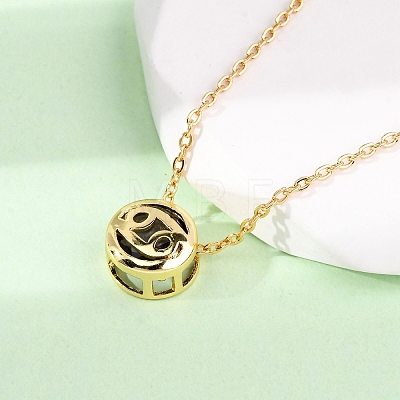 Brass Pave Cubic Zirconia Birth Stone Constellation Pendant Cable Chain Necklaces NJEW-D334-01G-12-1