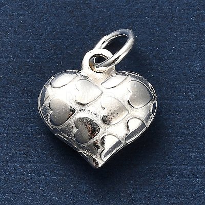 925 Sterling Silver 3D Textured Heart Charms STER-U009-10S-02-1