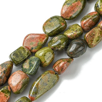 Natural Unakite Beads Strands G-G117-B03-01-1