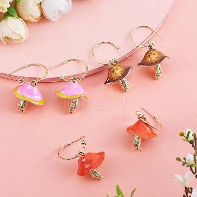 Enamel Mushroom Dangle Stud Earrings JE987D-1