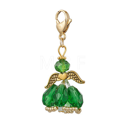 Angel Glass Beaded & Alloy Pendant Decorations HJEW-MZ00190-09-1