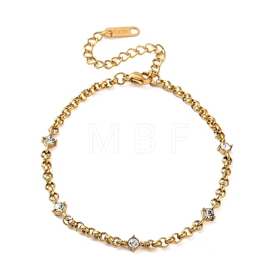304 Stainless Steel Cubic Zirconia Link Bracelets SA-CBA8C9C-04A-G-1