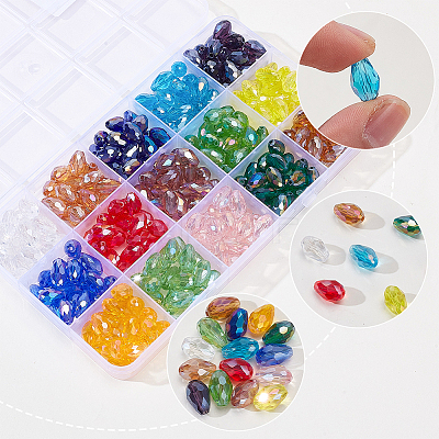 300Pcs 15 Colors Transparent Electroplate Glass Beads Strands EGLA-SP0001-41-1