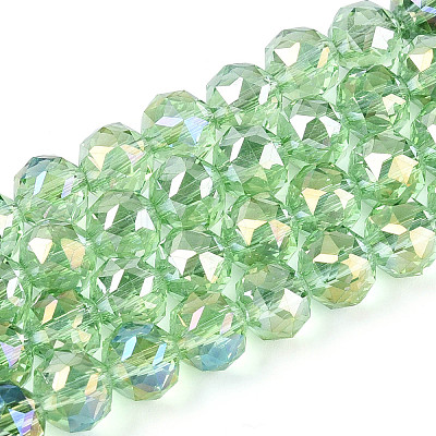 AB Color Plated Transparent Glass Round Beads Strands EGLA-T029-8mm-12T-09-1