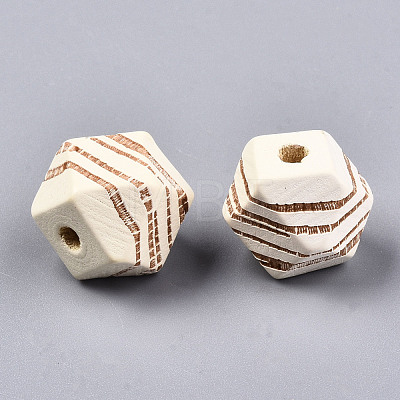 Painted Natural Wood Beads WOOD-T021-52B-12-1