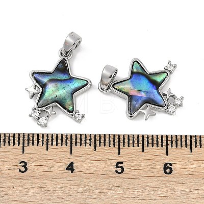 Natural Paua Shell Star Pendants KK-U043-22P-01-1