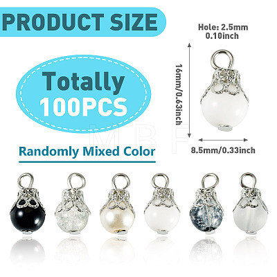 100Pcs Mixed Styles Glass Pendants PALLOY-TADJ00009-1