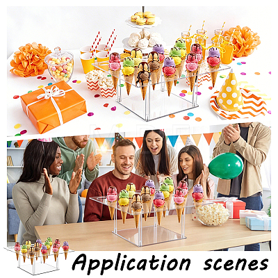 16-Hole Square Acrylic Ice Cream Display Stands ODIS-WH0030-358-1