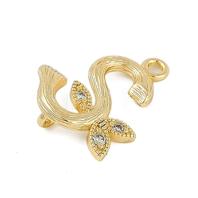 Brass Crystal Rhinestone Letter Links Connector Charms KK-S395-06G-S-1