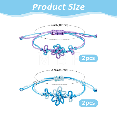 4Pcs 2 Colors Adjustable Cloth Cord Braided Bracelets for Women BJEW-FH0001-17-1