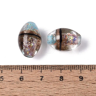 Two Tone Color Handmade Foil Glass Beads FOIL-Q001-01E-1