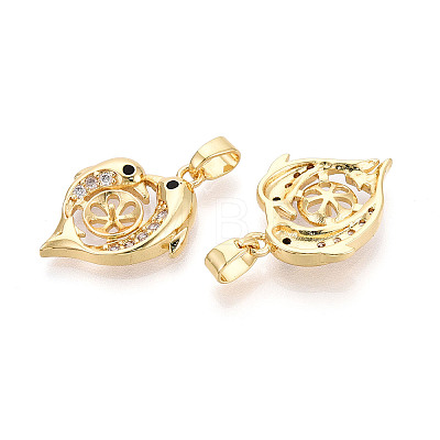 Brass Micro Pave Clear Cubic Zirconia European Dangle Charms Bails KK-N276-13G-1