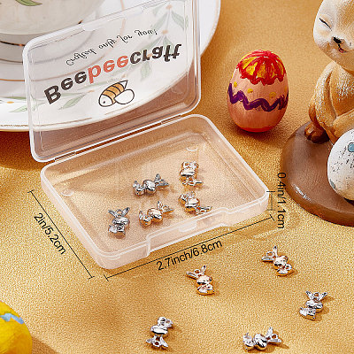 10Pcs 2 Colors Brass Pave Clear Cubic Zirconia Charms KK-BBC0003-80-1