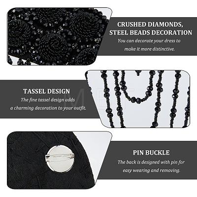 2Pcs Felt & Glass Brooches JEWB-FH0001-70B-1