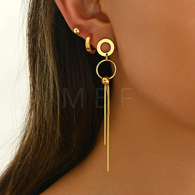 Stainless Steel Ring Tassel Earrings Sets OV1980-1-1