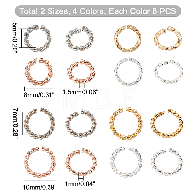 64Pcs 8 Style 304 Stainless Steel Jump Rings STAS-DC0003-55-1
