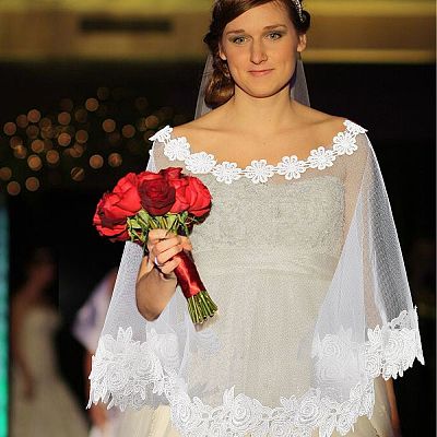 Detachable Polyester Bridal Lace Shawls AJEW-WH0248-17-1