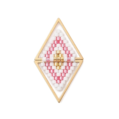 Glass Seed Beaded Connector Charms PALLOY-MZ01110-1