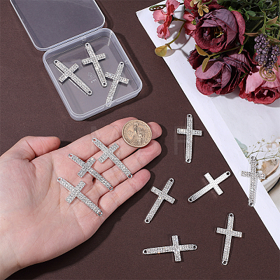 12Pcs Religion Alloy Crystal Rhinestone Connector Charms FIND-PH0038-15S-1